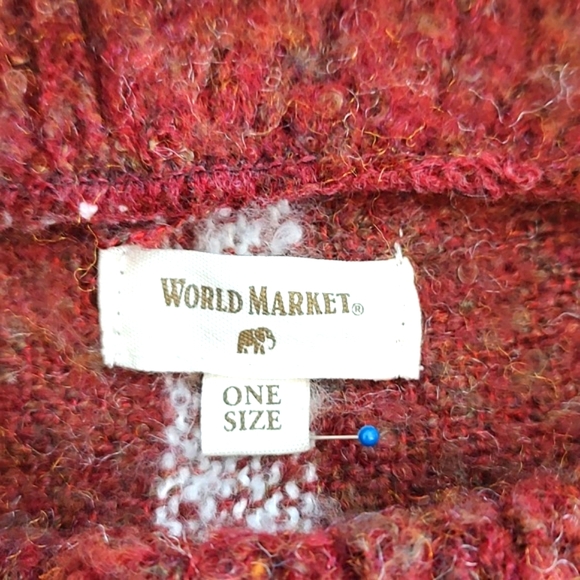 World Market Plaid Knit Cowl Neck Poncho Blanket Cape - Picture 7 of 10